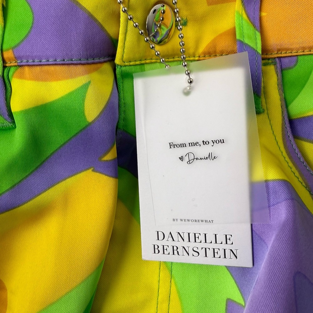 DANIELLE BERNSTEIN Womens‎ Satin Pants Sz 27 NWT Retro Butterfly Mardi Gras - Picture 8 of 12